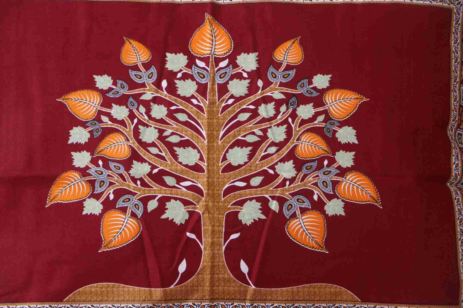 100% Cotton King Size Bedsheet (Marun Color Big Tree)  (৩ পিসের সেট)
